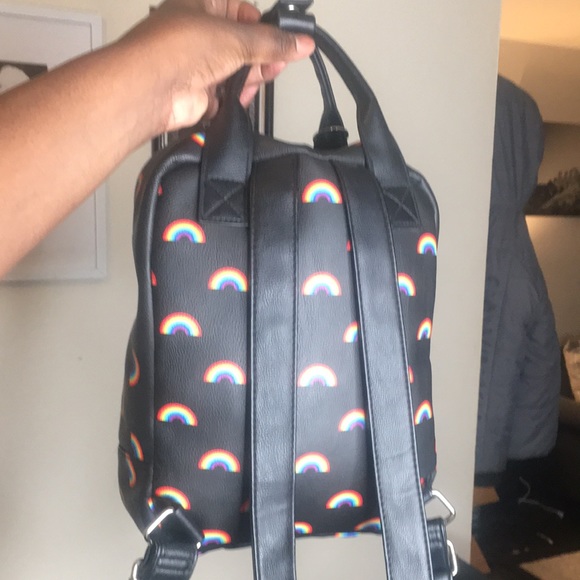 Rainbow LGBTQ PRIDE BACKPACK handbag with keychain purse tote bag unisex black - Picture 8 of 14